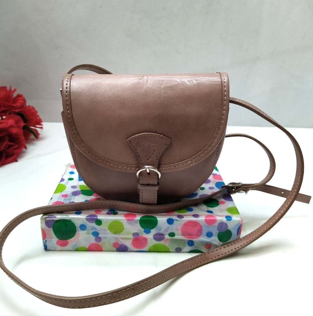 Milk Chocolate Brown Leather Buckle Flap Closure Crossbody Bag - Made in Italy